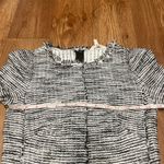 Rebecca Taylor  White Black Boucle Tweed Top 3/4 Sleeve Fringe Career Size 2 XS Photo 8