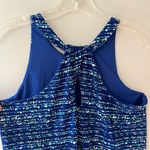 CeCe Sz XS Halter Blue Neon Dots Striped Fully Lined Tank Top Pullover Stretch Photo 3