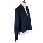 Free People Navy Linen Cotton Blend Deep V Pullover Top Small Photo 2