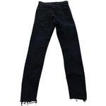 ZARA Jeans Womens 4 Black Skinny Raw Hem Denim Mid Rise Cotton Photo 2