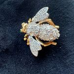 Joan Rivers  bee pin brooch gold tone green eyes rhinestones Photo 11