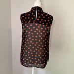 Anthropologie Maeve navy blue & orange polka dot sheer top size 4 Photo 4