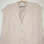 Eileen Fisher  Linen Blend Button Up Tan Khaki Shirt Dress Size M Photo 2