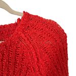 Anthropologie  Knitted & Knotted Womens Sz S Coral Open Knit Crochet Hem Pullover Photo 4