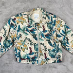 Petite Sophisticate Vintage Floral 100% Silk Bomber Jacket Botanical Print L Photo 0
