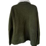 ZARA  Knit Olive Green Scherling Oversized Coat Photo 8