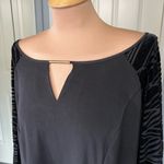 Ny Collection  Black Stretch Top Velvet Accent Flare‎ Sleeves Whimsigoth Witchy Photo 1