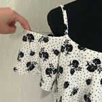Bobeau Black & white ruffled floral & polka dot cold shoulder off shoulder top Photo 2