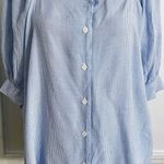 LC Lauren Conrad • Blue Seersucker Button Front Blouse Photo 0