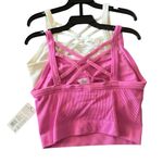 NWT Jockey Pink and White Ribbed Sports Bra size small Photo 1