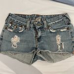 True Religion  women size 27 raw hem Jean shorts 100% cotton Photo 7