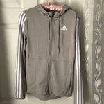 Adidas Gray Zip-Up Hoodie Jacket XS Athletic Outdoors Gym Active Sports 3-strip Photo 0