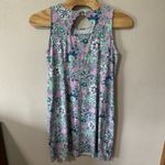 Talbots Dress Size 2X Jersey Shift Floral Sundress Purple Green Nylon Athletic Photo 2