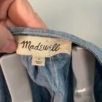 Madewell  Denim Collarless Ruffle-Sleeve Shirt Size Large B12‎ Photo 1