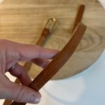 Vintage 90s Tan Distressed Worn in Genuine Leather Gold Buckle Belt Size XS/S Photo 3