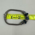 Henri Bendel  Rocks Blue Rhinestone Gunmetal Beaded Bracelet Magnet Close Photo 6