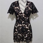 Lush Clothing Lace Floral Black Romper Photo 2
