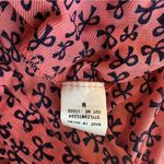 Siren Lily  Maternity Coral and Black Bow Patterned Top Photo 4