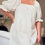 Eloquii White Polka Dot Smocked Front Ruffle Linen Mini Dress NWT Photo 2