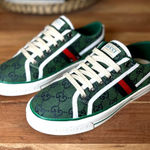 Gucci NEW Women's US Size 10 Tennis 1977 GG Logo Green Canvas Low-Top Sneakers Photo 0
