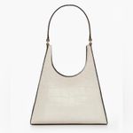 STAUD Rey Croc Embossed Calfskin Leather Shoulder Bag Cream Dust bag 325.00 NEW Photo 1