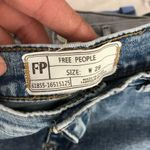 Free People Acid Wash Light Blue Frayed Hem Highrise Skinny Jeans Size 29 Photo 4