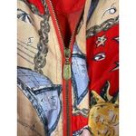 Vtg 90s Fuda International Silk Celestial Bomber Jacket Sz PM Sun Moon Chain Red Photo 3