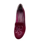 Hush Puppies Size 7.5 Burgundy Suede Slip-On Shoes Embroidered Detail Photo 4