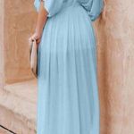 NEW DEEP SELF Light Blue V Neck Short Sleeve Maxi Dress M Size M Photo 3