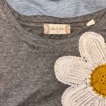 Altar'd State  Gray Tee with Crochet Daisy Photo 2
