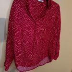 Monki  red & white polka dot button down L Photo 1