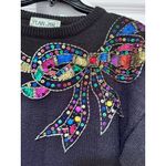 Vintage Plain Jane By Sweet Baby Jane M Black Sweater Dress Sequin Bow Holiday Size M Photo 2