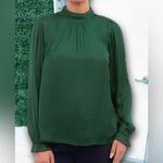 Naked Zebra MEDIUM Burgundy Purple Wine Silky Ruffle Long Sleeve Highneck Blouse Photo 8