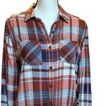 Entro Orange Plaid Button Down Shirt Sz M Photo 1