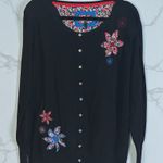 Joe Browns 22/24 Black Embroidered Floral Button Front Long Sleeve Cardigan Size 22W Photo 0
