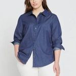 Universal Standard  Minimalist Stretch Cotton Chambray Shirt Sz S / 14-16 Photo 0