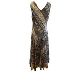 Rabbit Rabbit Rabbit Dress Midi Browns Aztec Sleeveless Sheer Lined Boho SZ 16 Brown Photo 5