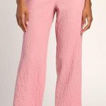 Lulus Pink Textured Cropped Straight Leg Pants Photo 0