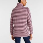 L.L. Bean pink & navy blue striped quarter‎ zip pullover women’s size XL casual Photo 1