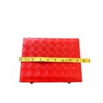 Red Jewelry Box Textured Geometric Surface Padded Interior Jewelry Set Storage Photo 6