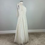 Eliza J One Shoulder Sparkly Polka Dot A-Line Evening Gown White and Gold SZ 12 Photo 1