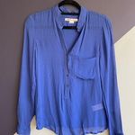 Helmut Lang Blue Semi-Sheer long-sleeved blouse Sz P/XS Photo 0