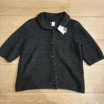 J.Crew NWT  Women’s Charcoal Gray Short Sleeve Metallic Alpaca Cardigan Size L Photo 0