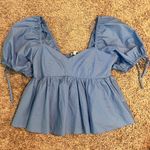 Blue Puff Sleeve Top Photo 0