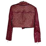 Alice + Olivia Krishna Leather Cropped Moto Jacket Bordeaux Women’s Size XL Photo 1