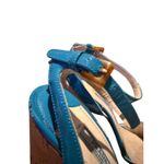 Prada Teal Patent Leather Cork Heels Sz. 38 (US 7) Photo 3