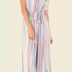 Drew Anthropologie  Emerson Pastel Stripes Linen Blend Bandeau Jumpsuit Size S Photo 1