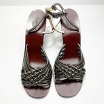 Cole Haan Collezioni Women's Wooden Heels RARE Block Heel Chrome Straps 9 1/2 B Photo 2