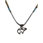 Vtg Southwestern 925 Single Strand Turquoise Zuni Bear Liquid silver necklace Photo 2