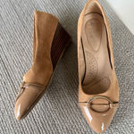 dexflex comfort Dexflex Tan Patent Suede Buckle Ponted Toe Wedge Heels Size 10 Photo 0